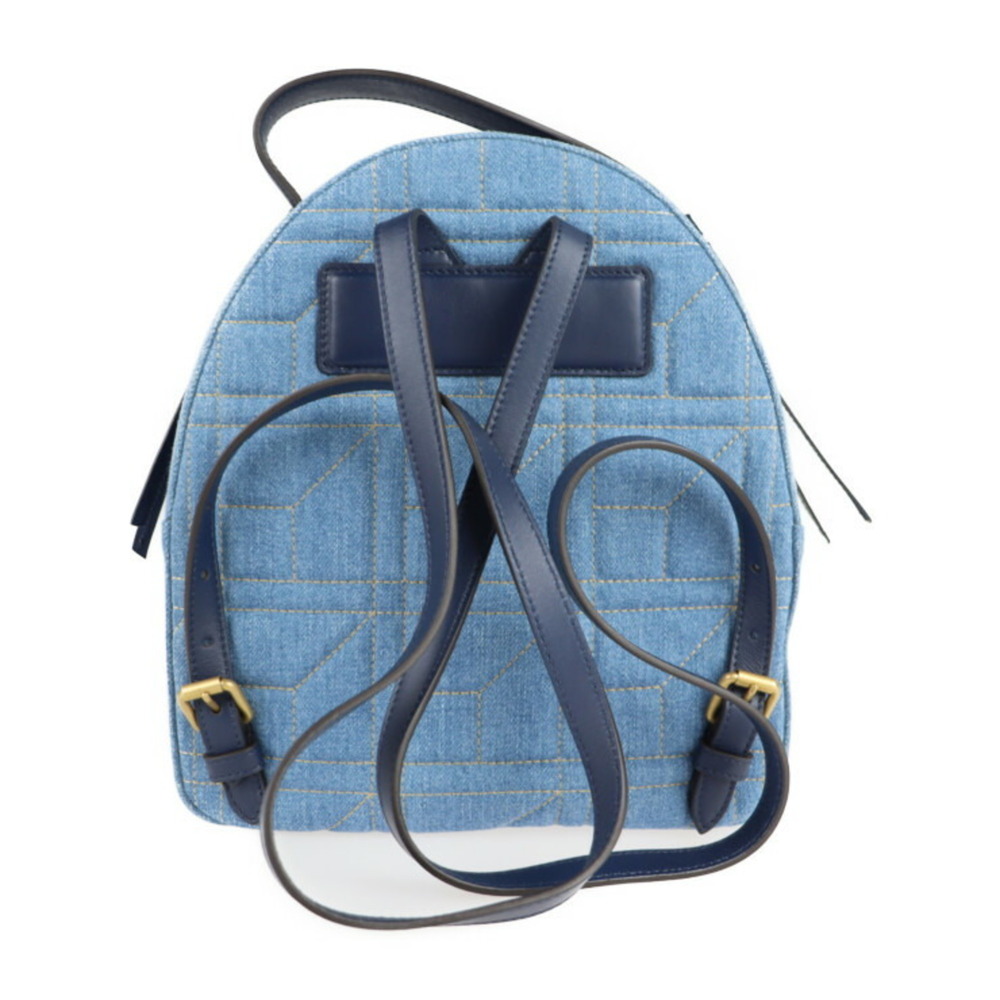 GUCCI GG Marmont Backpack Daypack 476671 Denim Leather Blue Quilted Fake Pearl - Picture 3 of 9